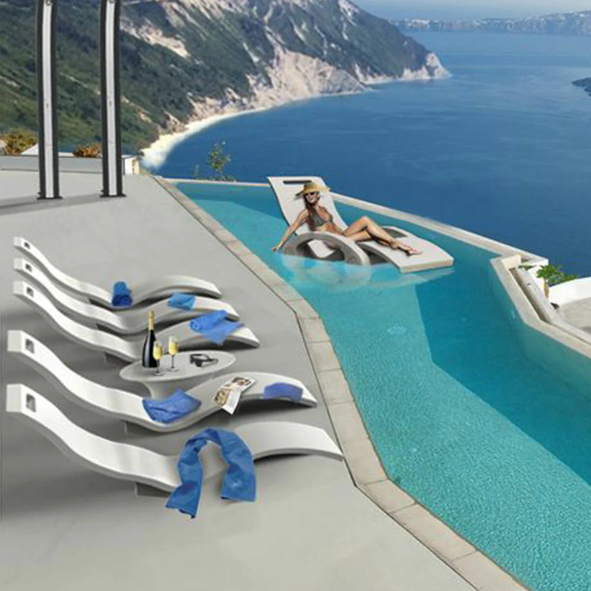 Arkema Serendipity Chaise Sun lounger in white HD polyethylene - Image 4