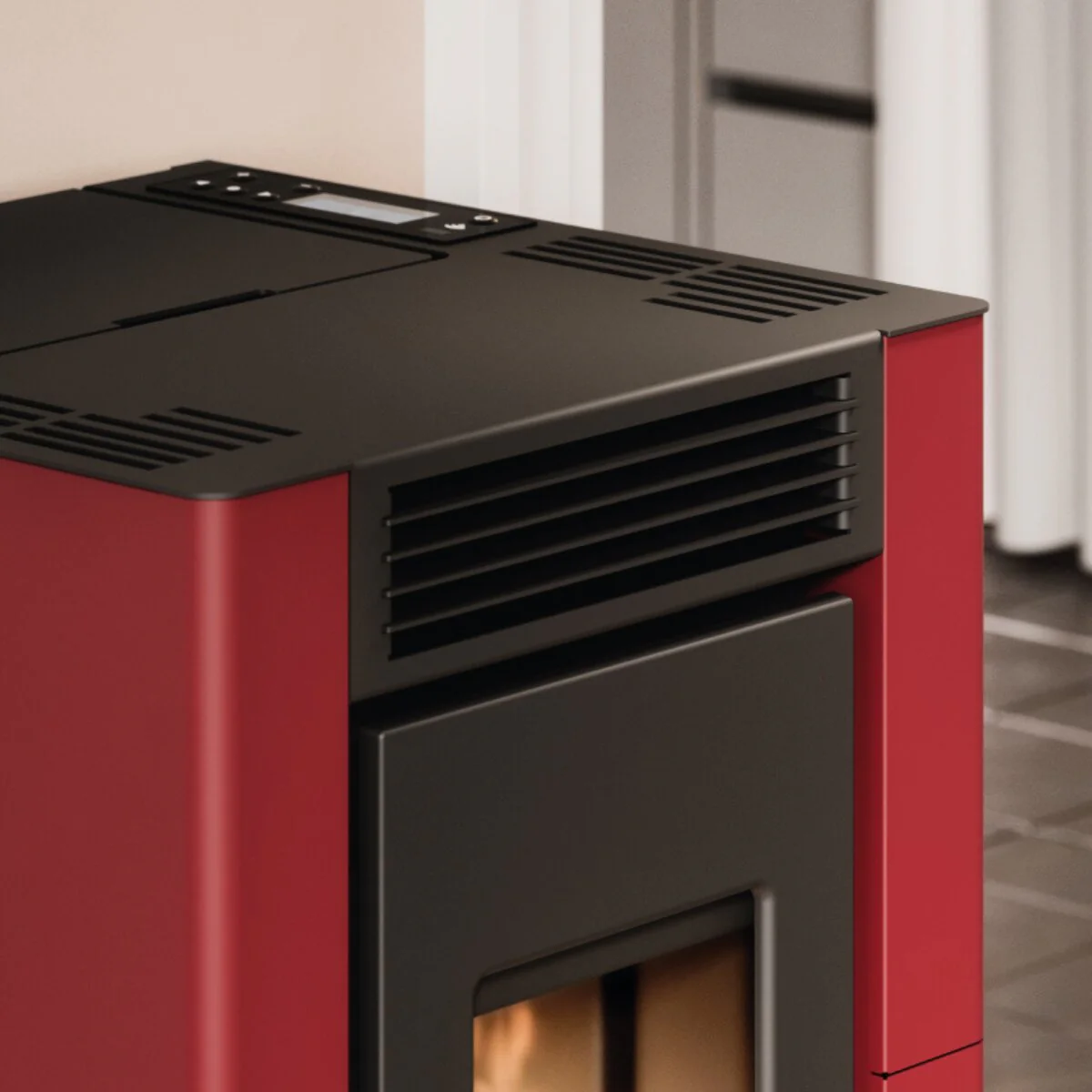 Cadel Cristal 6 Air Pellet Stove, 5.5 kW - WiFi, Red - Image 3