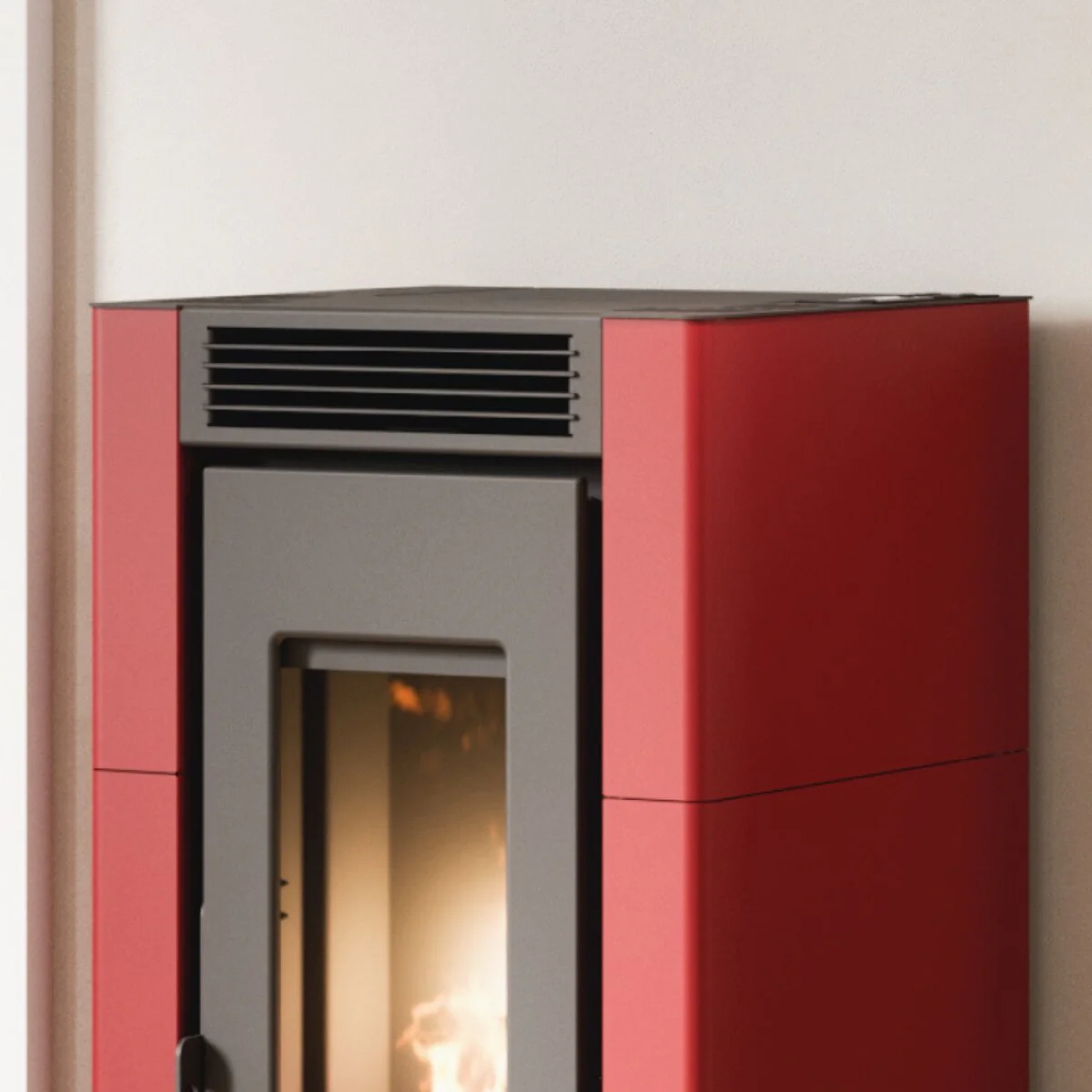 Cadel Cristal 6 Air Pellet Stove, 5.5 kW - WiFi, Red - Image 4