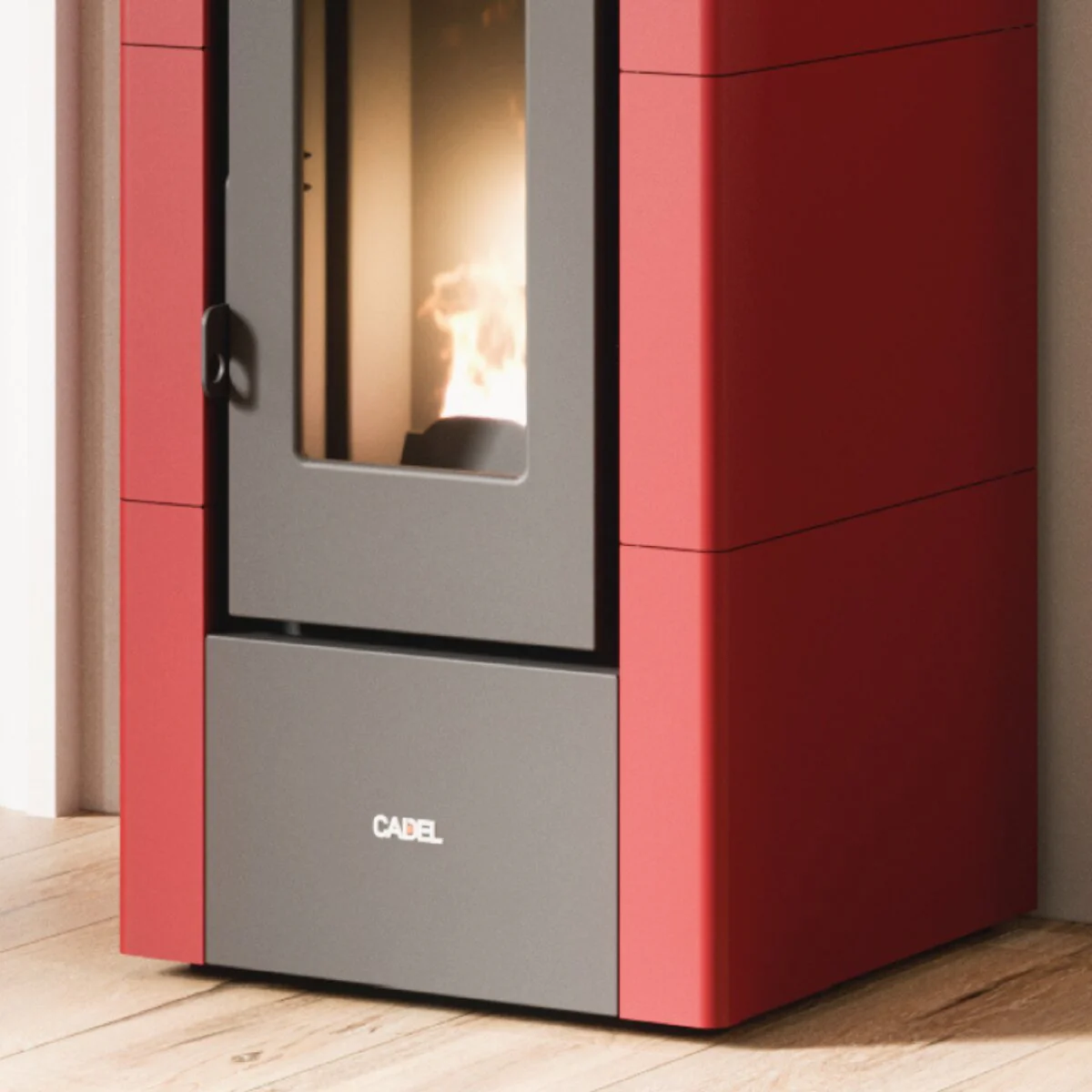 Cadel Cristal 6 Air Pellet Stove, 5.5 kW - WiFi, Red - Image 5