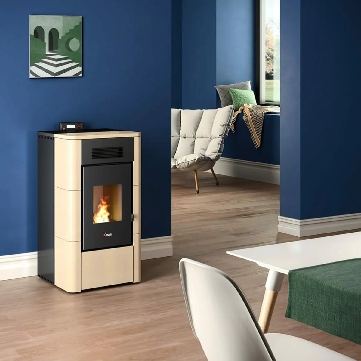 Cadel River Idro 23 Water Pellet Stove 22.4 kW WiFi - IVORY MAIOLICA - Image 2