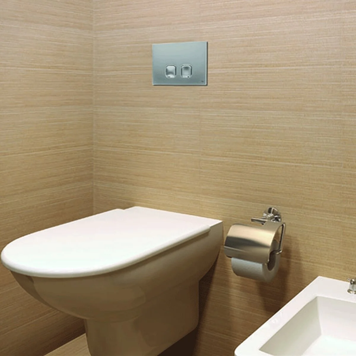 Double button plate OLI PLAIN Satin Chrome - Image 2