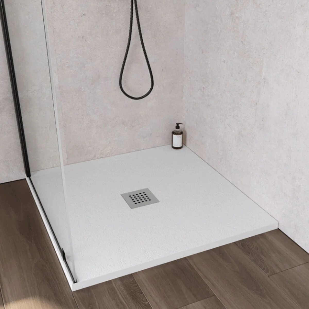 Ercos Stone Shower Tray 1000x1000 Square Matt White - Image 3