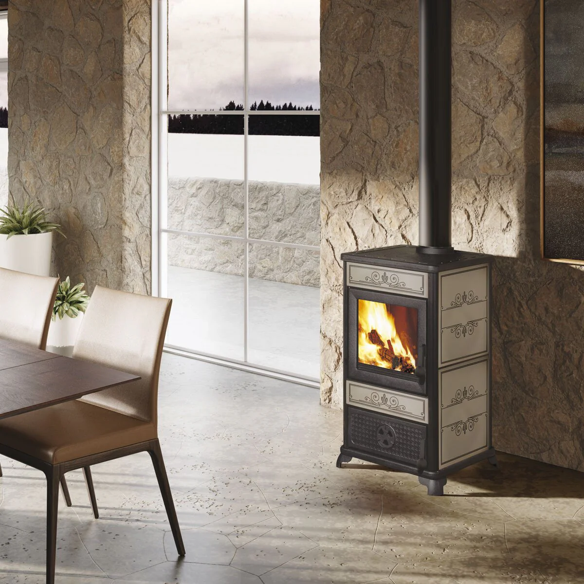 FANCY EVO EK63 wood-burning stove - Edilkamin Group 11 kW air-fired Tortora - Image 2