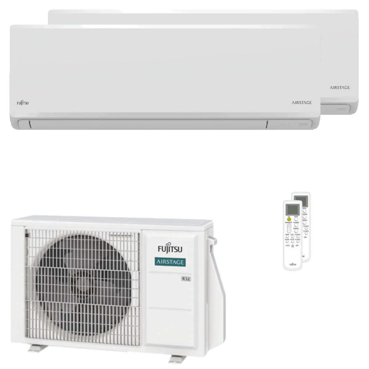 Fujitsu KN Series WiFi dual split air conditioner 9000+12000 BTU inverter A+++ wifi external unit 4 kW