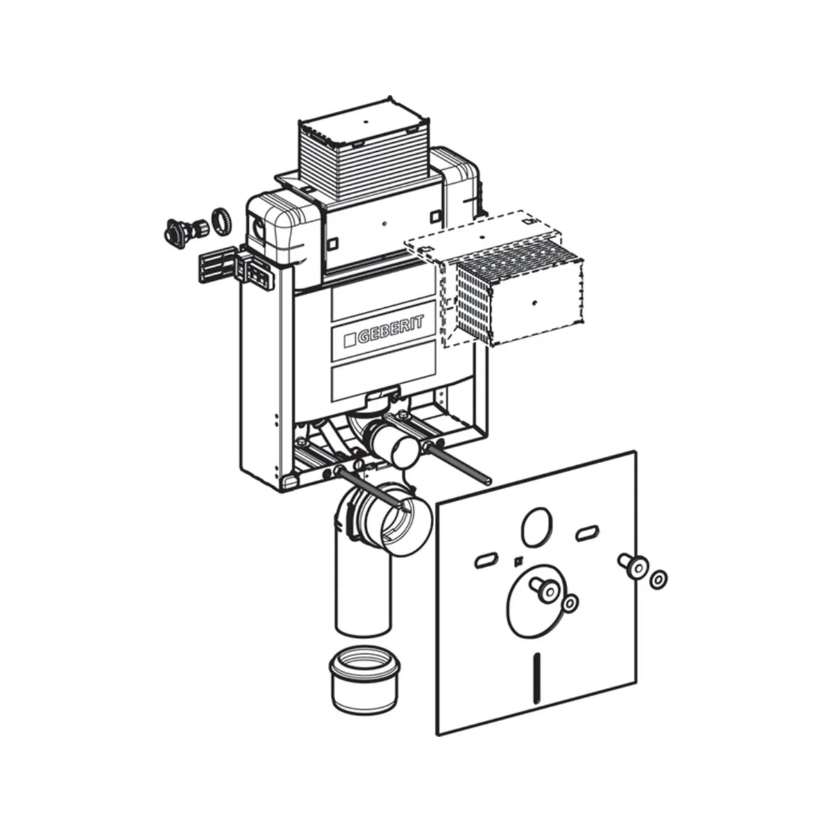 Geberit Omega 12 built-in cistern with Combifix installation module for 82 cm wall hung wc - Image 2