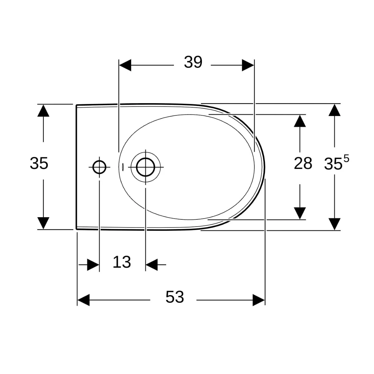 Geberit Selnova Premium Floor-mounted Bidet - Back to Wall White - Image 3