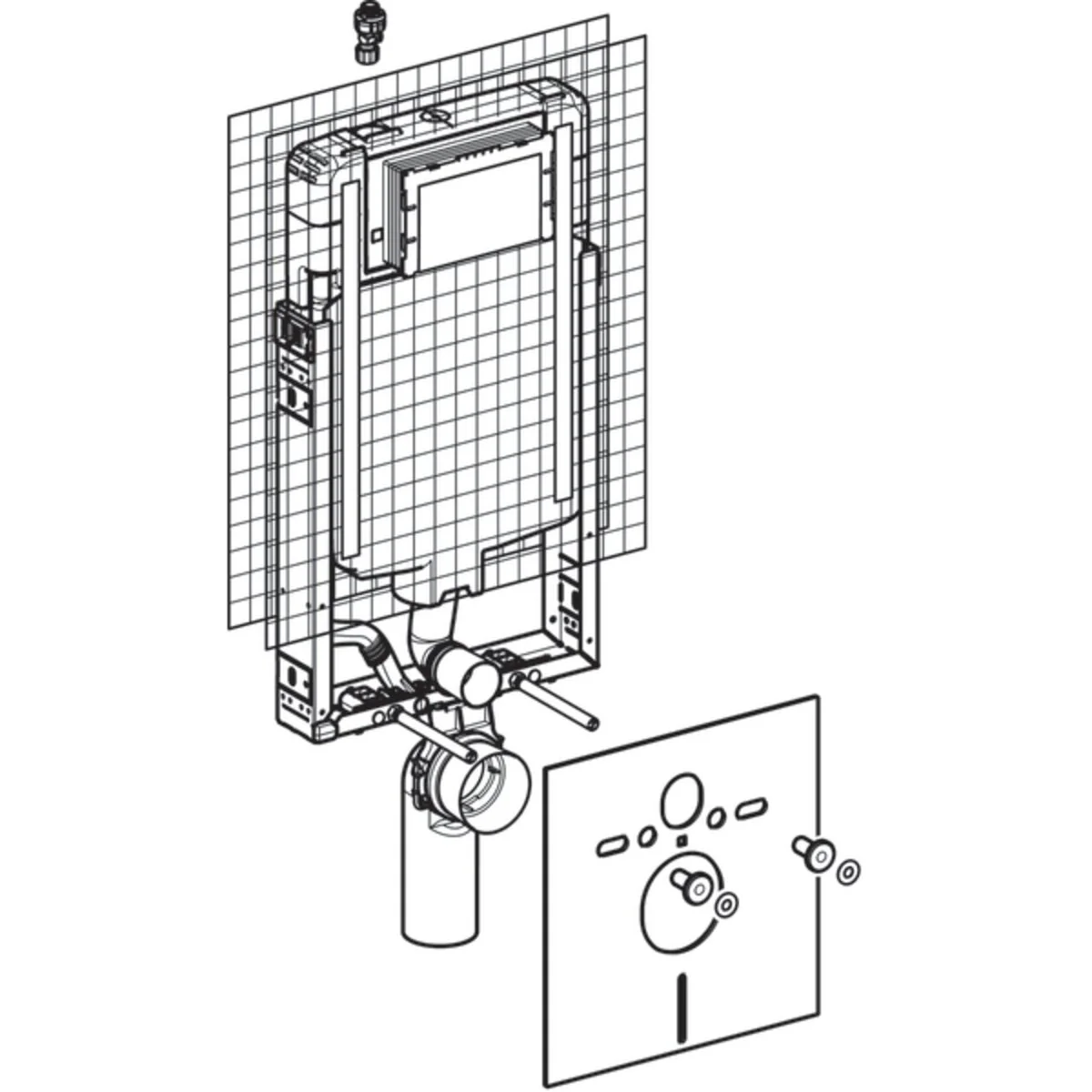 Geberit Sigma 8 built-in cistern with Combifix installation module for 109 cm wall hung wc - Image 2