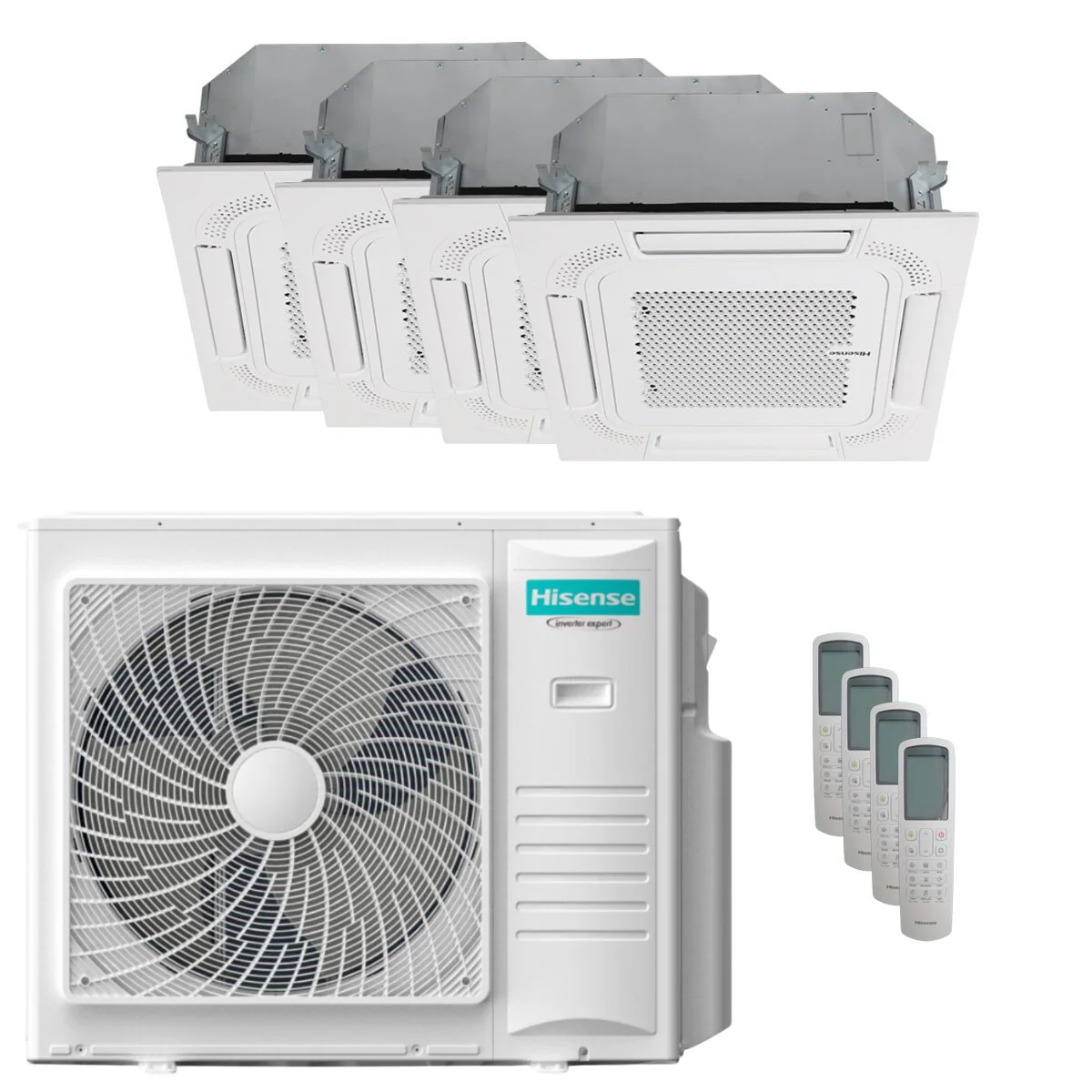 Hisense air conditioner Cassette ACT quadri split 9000+9000+9000+18000 BTU inverter A++ outdoor unit 10 kW