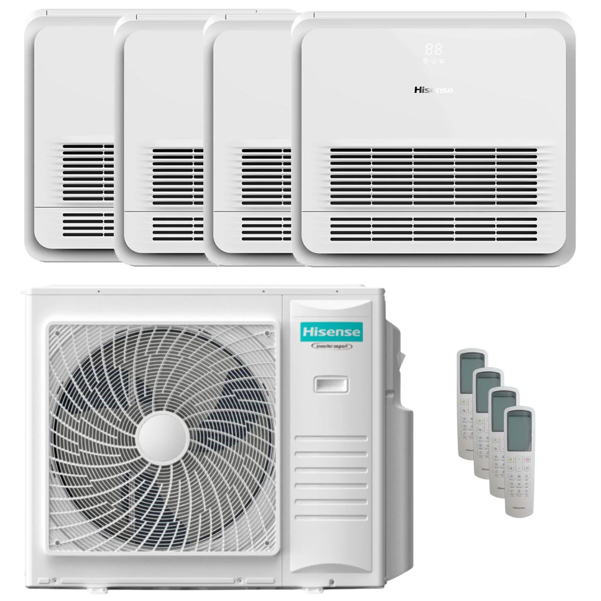 Hisense Console AKT air conditioner quadri split 9000+9000+12000+18000 BTU inverter A++ outdoor unit 10 kW