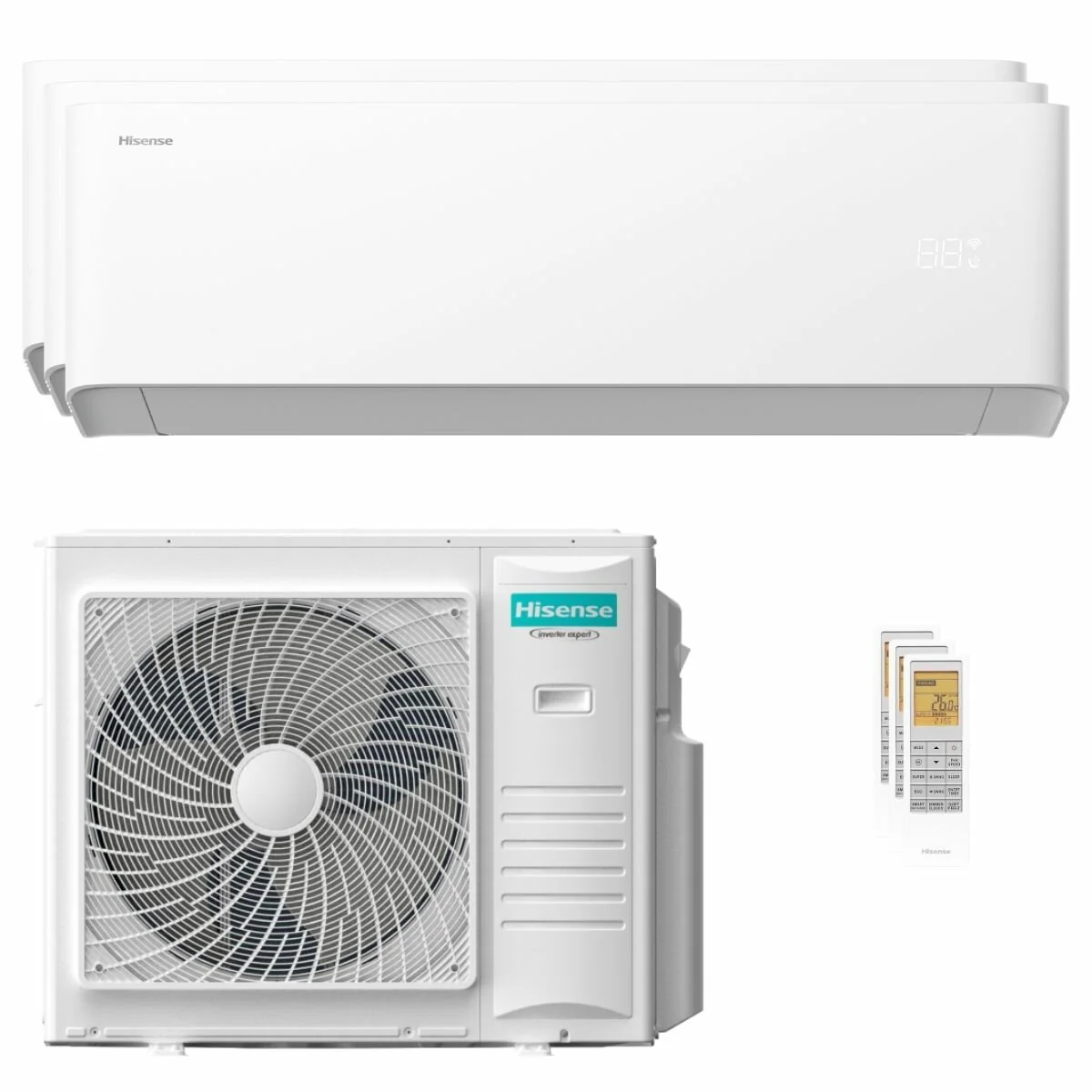 Hisense Uni HB trial split air conditioner 7000+12000+24000 BTU inverter A++ wifi outdoor unit 10 kW