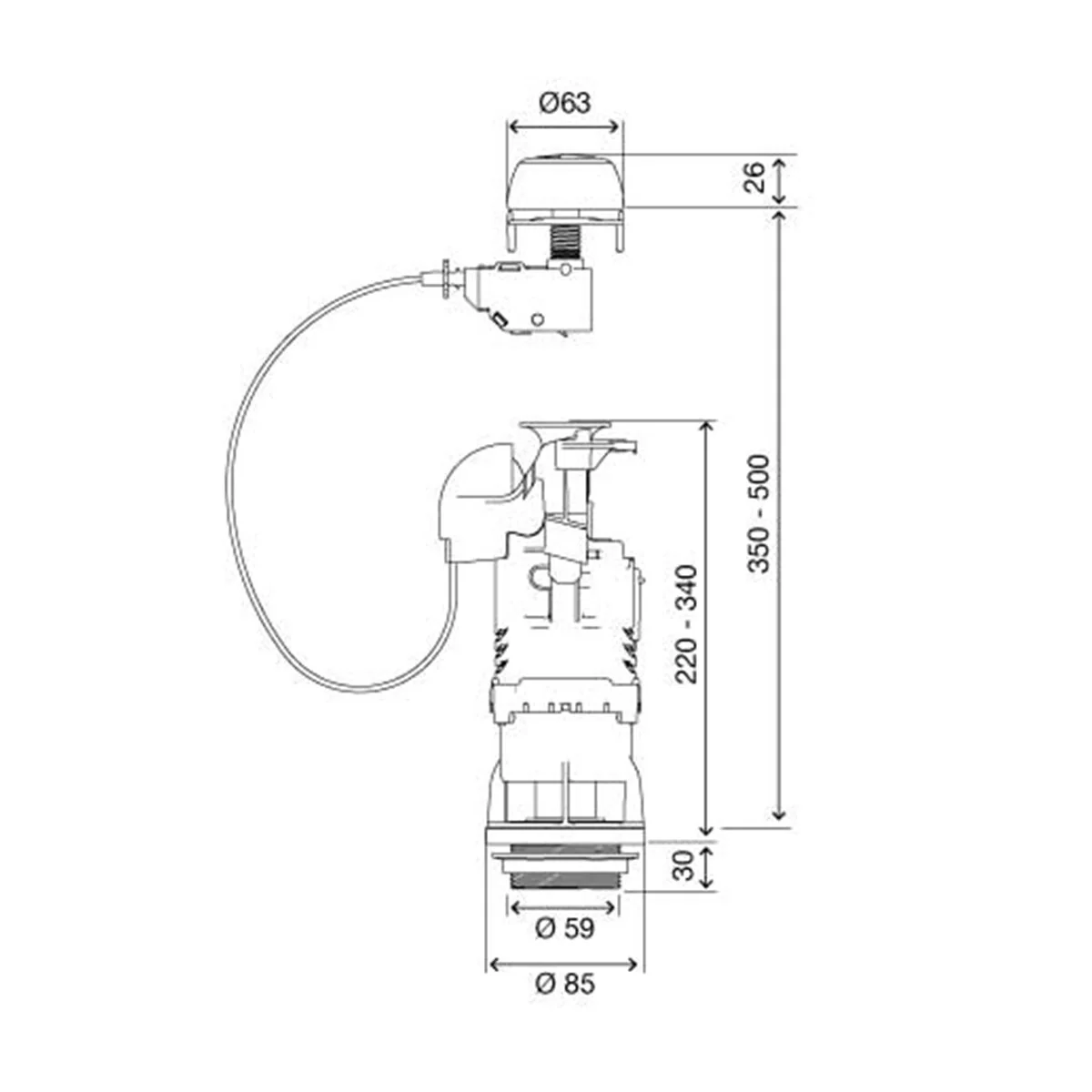 OLI DECO double drain valve with cable operation - Image 3