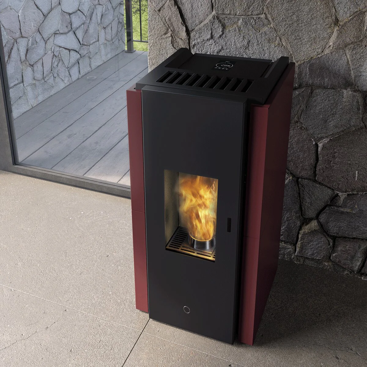 Pellet stove EK63 ZONE80 - Edilkamin group - 7.6 kW airtight Bordeaux - Image 3