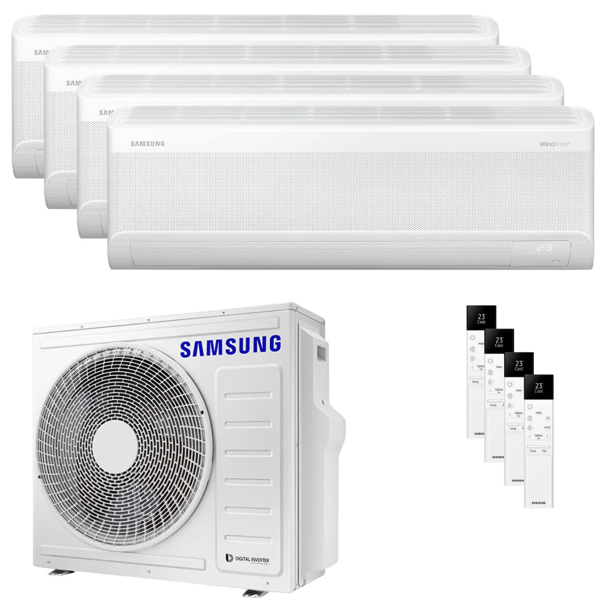 Samsung Windfree Elite S2 Quadri Split Air Conditioner 7000+7000+7000+12000 BTU Inverter A++ Wifi External Unit 8 kW