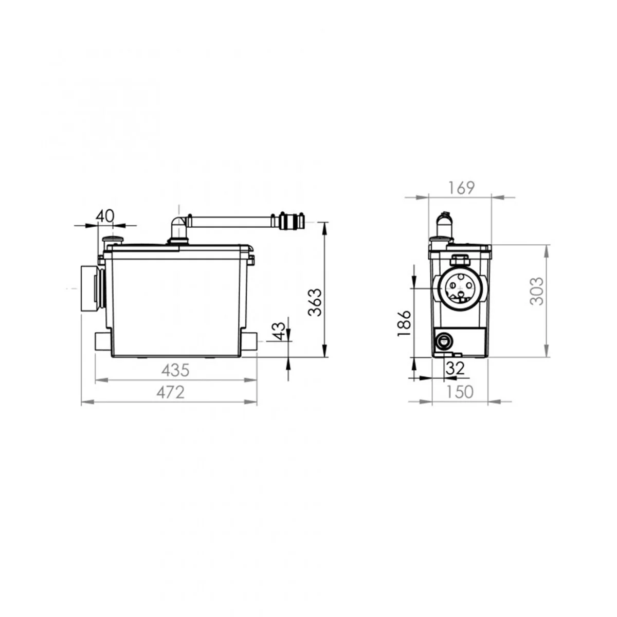 SFA Sanipack Pro UP WC macerator - Built-in for WALL-HUNG WC, WALL-BACK WC, WASHBASIN, BIDET, SHOWER - Image 4