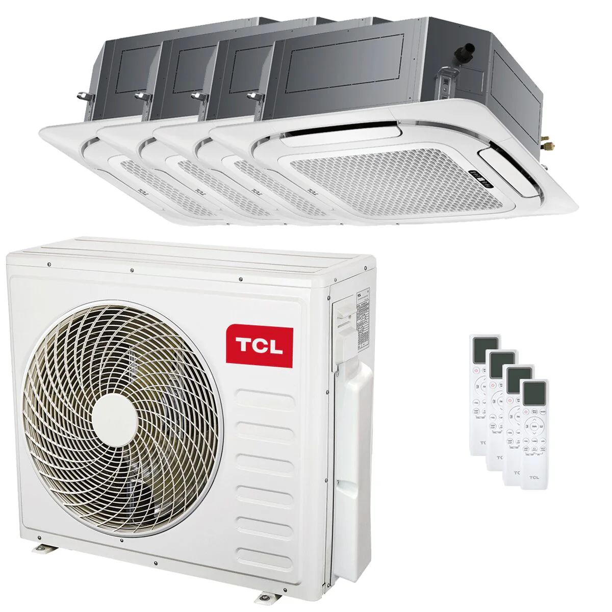 TCL Cassette 4-way air conditioner S series quadri split 9000+12000+12000+12000 BTU inverter A++ wifi external unit 9.4 kW