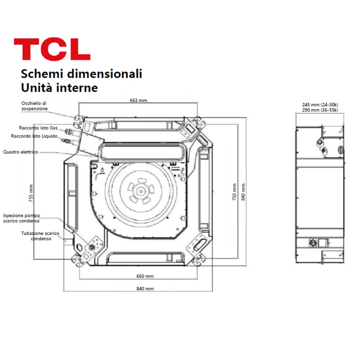 TCL Cassette 4-way Air Conditioner S Series Standard 60000 BTU R32 Inverter WiFi A++/A+ - Image 4