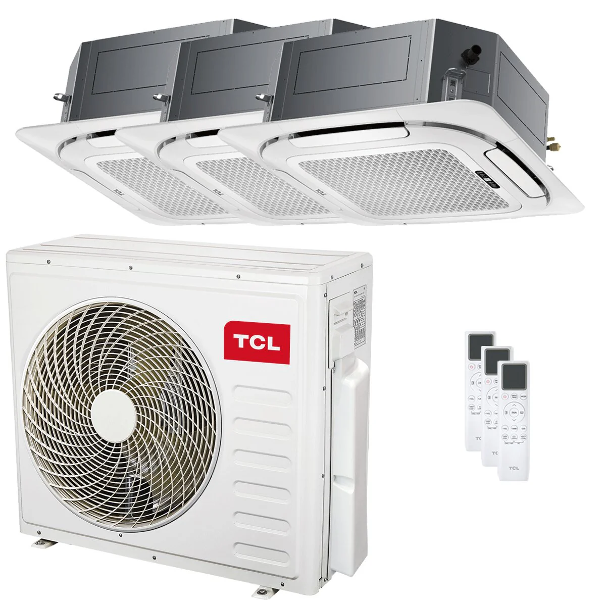 TCL Cassette 4-way air conditioner S Series trial split 12000+12000+18000 BTU inverter A++ wifi external unit 9.4 kW