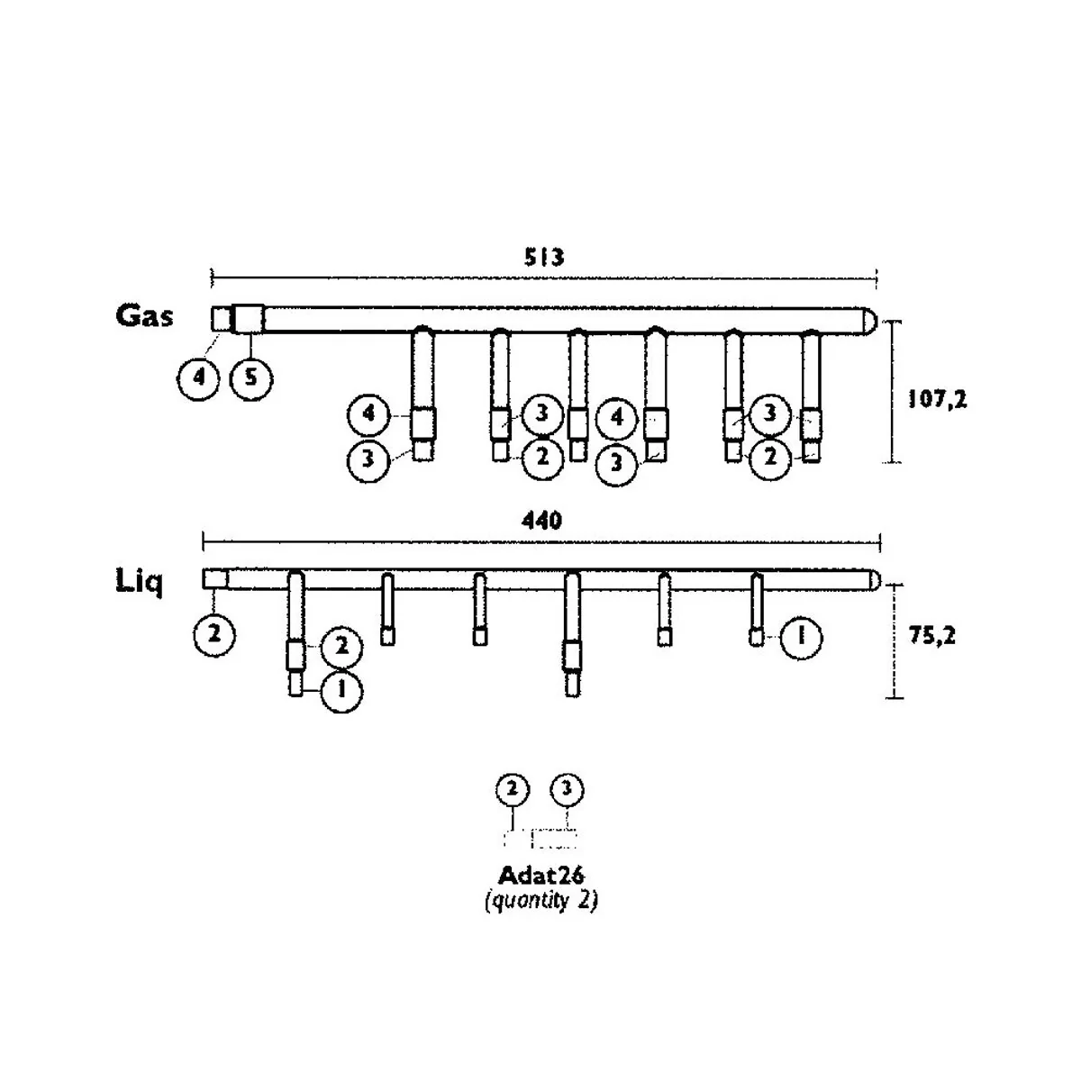 Tecnogas copper manifold 6 connections - for refrigeration piping circuits of VRV, VRF multisplit air conditioning systems - Image 2