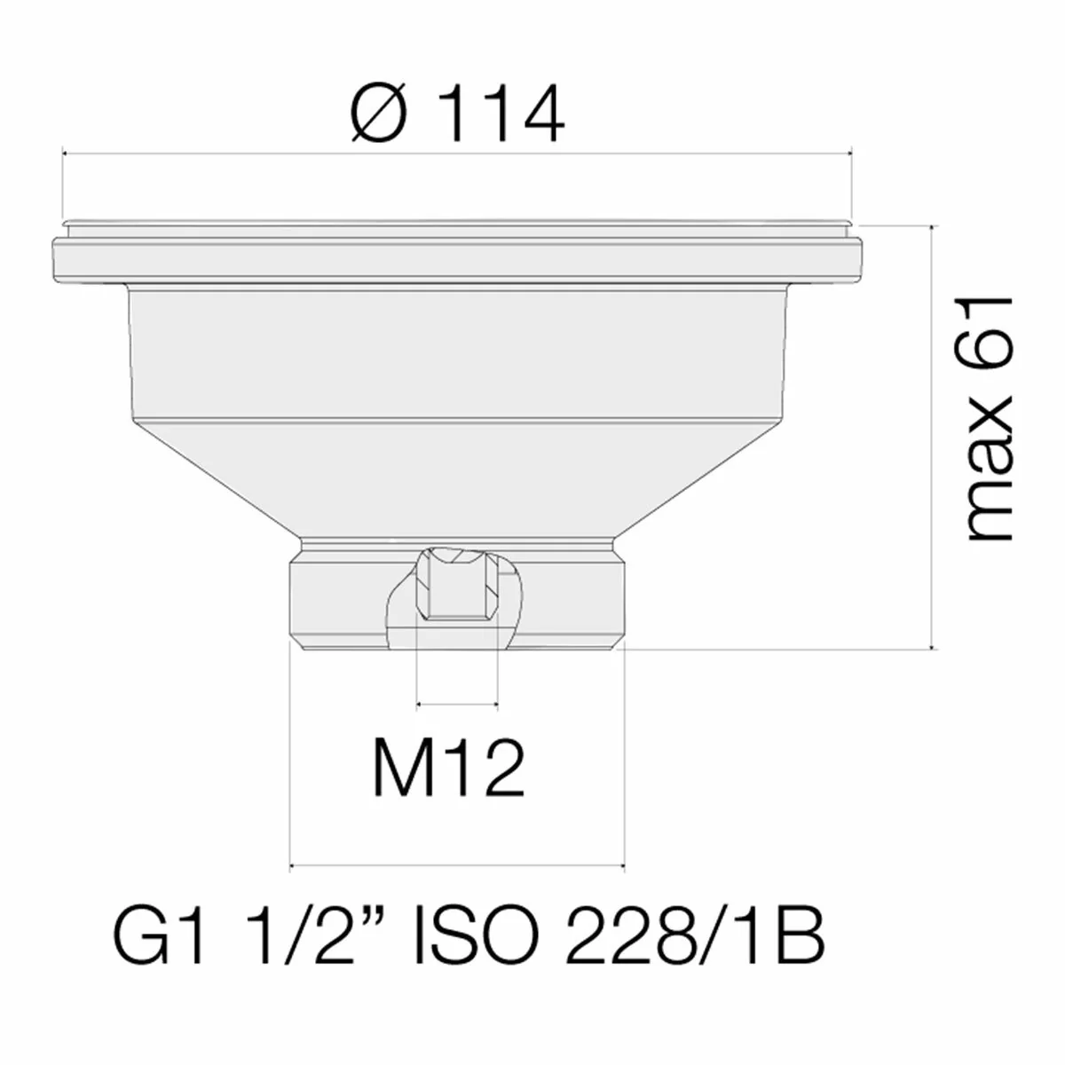 Valsir 3" 1/2 waste with basket and without overflow - Image 2