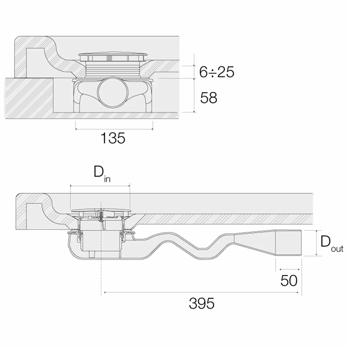 Valsir T-58 lowered siphon in PP for D 90 shower tray - Image 3